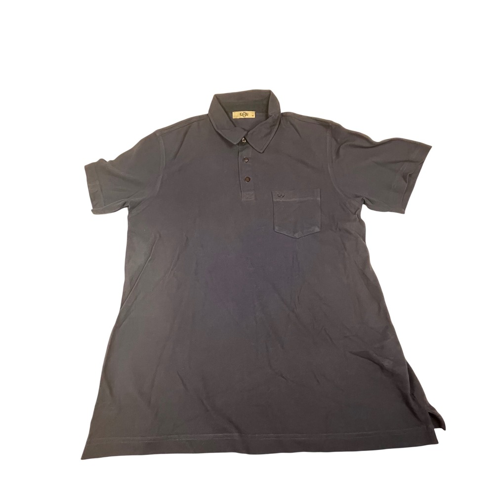 Kigili Mens Navy Blue Pique Short Sleeve Polo Shirt Size M